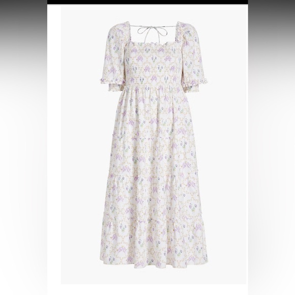 Hill House Dresses & Skirts - Hill House Floral Dress in White and Purple